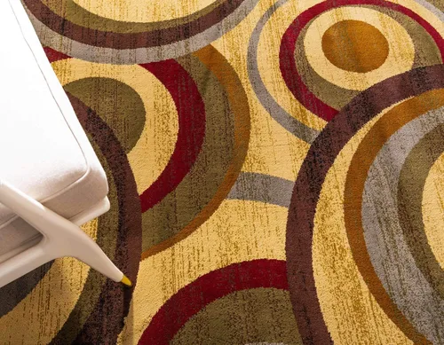 Miniatura 5 de Unique Loom Barista Collection - Alfombra moderna a cuadros, contemporánea, multicapas, Polipropileno, Beige/azul