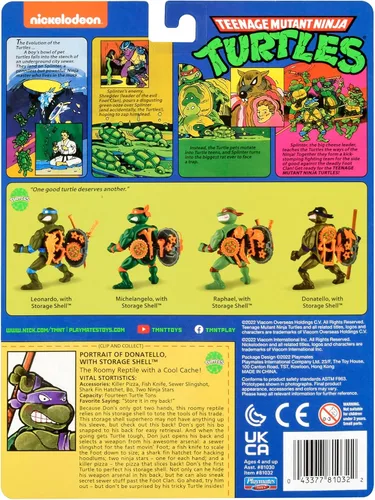Miniatura 6 de Teenage Mutant Ninja Turtles: Playmates Toys - Figura básica original de 4 pulgadas de carcasa de almacenamiento clásica de Donatello