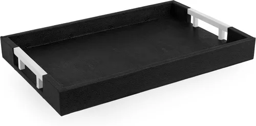 Miniatura 7 de Home Redefined - Moderna y elegante bandeja rectangular de 17.5 x 12 pulgadas, estilo shagreen, color azul bebé claro, con aspecto de cuero falso
