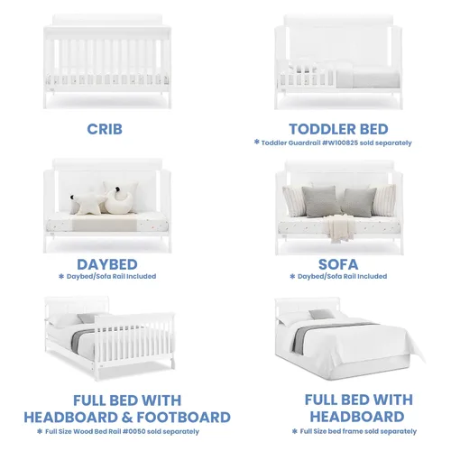 Miniatura 4 de Simmons Kids Carter - Cuna convertible 6 en 1, certificado Greenguard Gold, color blanco bianca