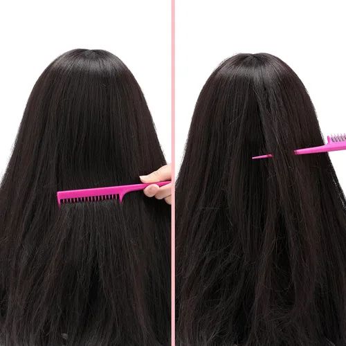 Miniatura 5 de Leinuosen 3 peines de cola de rata triple de 8 pulgadas con púa para mujer, corte ligero, seccionado de dientes finos y peinetas para añadir volumen