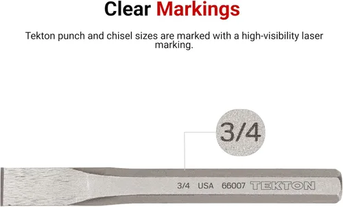 Miniatura 5 de TEKTON Juego de cinceles fríos, 3 piezas (1/4, 3/8, 1/2 pulgadas) PNC91002 Fabricado en Estados Unidos