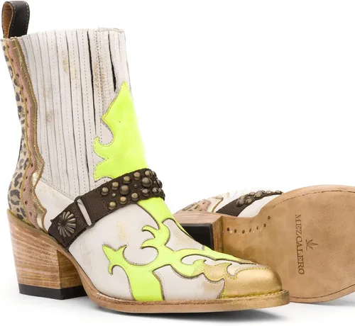 Miniatura 5 de Mezcalero Botines de piel blanca para Mujer con acabado vintage - Dudi