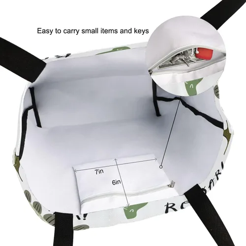 Miniatura 6 de SUABO Bolsa de asas de cocina reutilizable para comestibles, bolsa de compras de lona para exteriores Dinosaurio