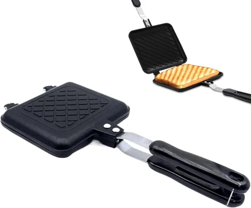 Sandwichera, sartén para hacer panini a la parrilla con platos antiadherentes, prensa para sándwiches tostados para estufa, sartén de aluminio de