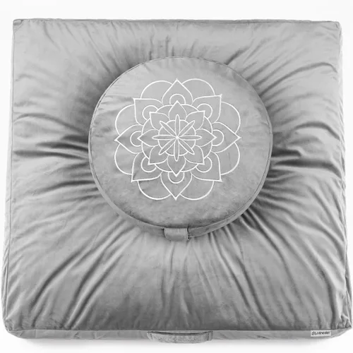 Miniatura 11 de Hihealer Cojín de meditación, funda de terciopelo tradicional tibetano para meditación, cojín grande para el suelo para adultos, cojín de trigo Azul