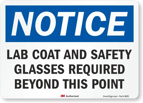 Miniatura 3 de SmartSign Aviso - Se requiere bata de laboratorio y gafas de seguridad Plástico de 7 x 10 pulgadas