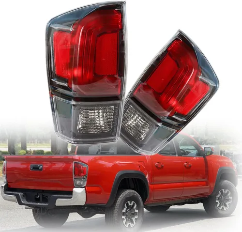 Paquete de 2 luces traseras transparentes de bisel negro LH+RH para el lado del conductor y pasajero de Tacoma 2016-2020 81550-04200 81560-04200