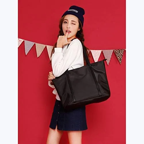 Miniatura 2 de YALUXE Bolso de mano para mujer, bolso de hombro de nailon de cuero para mujer, bolso de trabajo de gran capacidad, bolso imprescindible