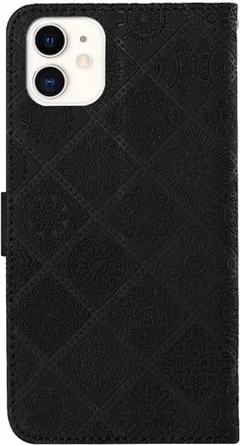 Miniatura 3 de Funda compatible con iPhone 12 Mini con tarjetero de cuero con tapa abatible, estampado retro con función atril, funda protectora magnética
