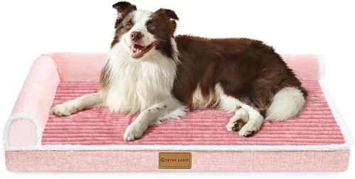 Miniatura 11 de Patas Lague Cama Ortopédica para Perros de Tamaño Grande 36''X24'', Impermeable Cómoda con Bolster en L Mediano Antideslizante Suave Cálida Cama