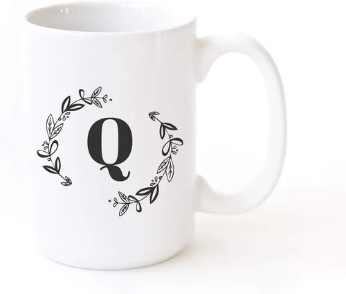 Miniatura 10 de The Cotton & Canvas Co. Botánico personalizado monograma inicial letra A taza de café porcelana cerámica taza de café para ella, para él