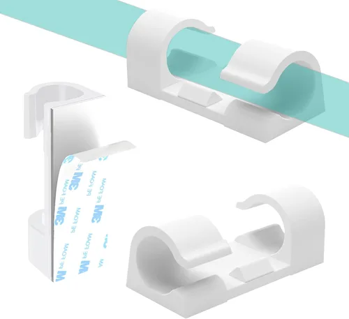 Miniatura 8 de 60 piezas de clips para cables transparentes con adhesivo de 3M, soportes de cables debajo del escritorio, gestión de cables para pared, coche