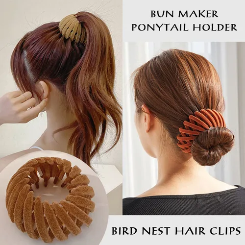 Miniatura 3 de TOBATOBA Bird Nest - Pinza mágica para el cabello, 7 piezas, horquilla para nido de pájaro, soporte para cola de caballo expandible, pinzas