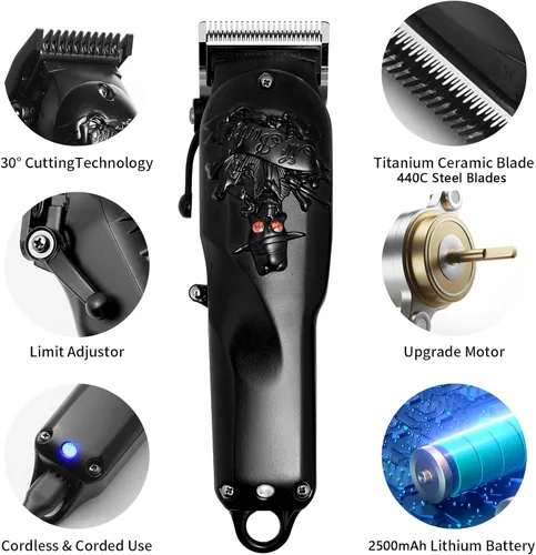 Miniatura 5 de Cortapelos para hombres profesionales, inalámbricas y con cable para cortar el cabello, cortapelos recargables para hombre, juego de corte de pelo