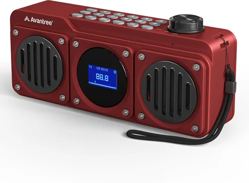 Avantree Boombyte - Radio FM portátil con altavoz Bluetooth, sonido superbo, acabado en metal, reproductor MP3, compatible con tarjeta Micro SD y