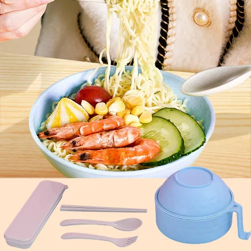 Miniatura 3 de Tazón de ramen para microondas, nuevo juego de tazón de ramen para microondas 2025 con colador, juego de tazón de ramen con tapa, mangos, cuchara