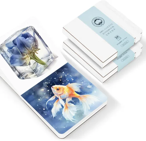 Lightwish Paquete de 2 diarios cuadrados de acuarela, papel de acuarela de prensa caliente 100% algodón, 140 libras/10.58 oz/m², sin ácidos, 48