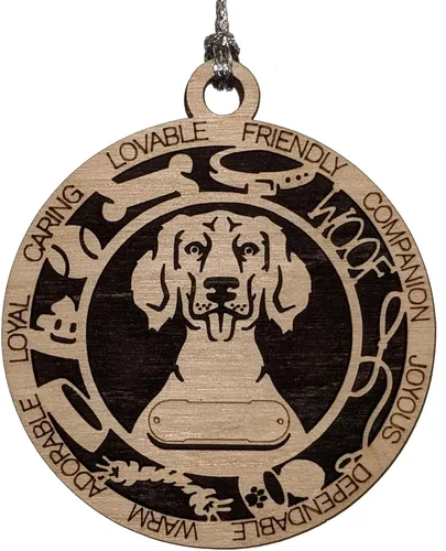 Miniatura 8 de Adorno de Navidad personalizado de madera para perro de 3 pulgadas, nombre y texto personalizables, hecho a mano en Estados Unidos, diseño de corte