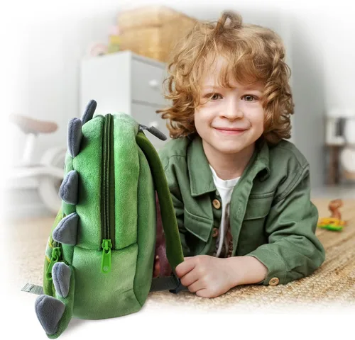 Miniatura 9 de Svitbag Mochila pequeña de dibujos animados de animales pequeños con correas ajustables para niños y niñas, Dinosaurio
