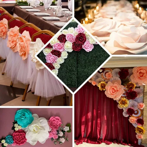 Miniatura 5 de Efavormart - Rosas de espuma 3D grandes para decoración de bodas, paquete de 4 flores artificiales de 12 pulgadas, color oro rosa, ramo de bricolaje
