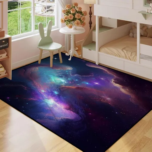 Miniatura 4 de Alfombra de Área Galaxy para Dormitorio y Sala de Estar para Niñas, Niños y Niños, Alfombra Grande de Nebulosa Vórtice, Alfombras Decorativas