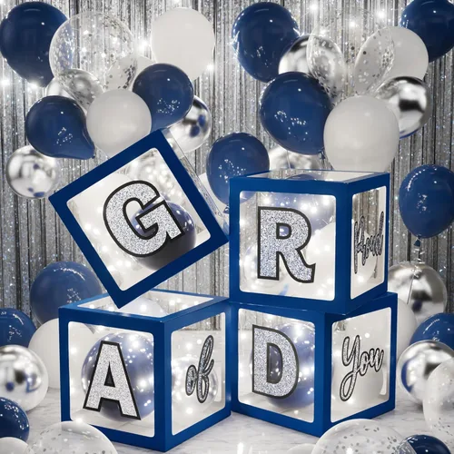 Miniatura 3 de Decoraciones de graduación 2026: juego de 86 piezas de suministros de decoración para fiesta de graduación, incluye cuerdas de luz LED, cajas