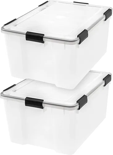 Miniatura 14 de IRIS USA - Contenedor organizador de plástico hermético para almacenamiento, 36 cuartos de capacidad, con tapa duradera, sello y hebillas de cierre