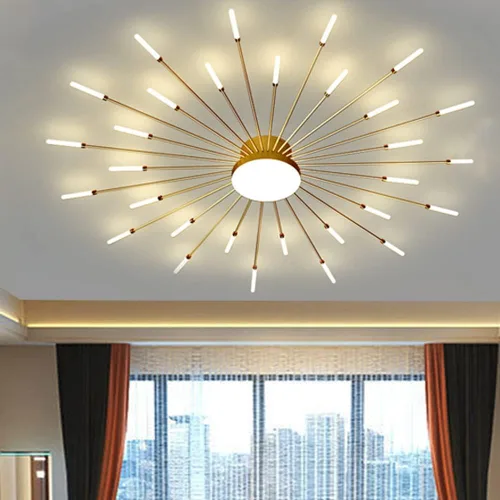Miniatura 21 de Lámpara de techo LED regulable de 32 pulgadas, 12 luces de techo, lámpara de techo empotrada, iluminación de interior dorada para sala de estar, 12