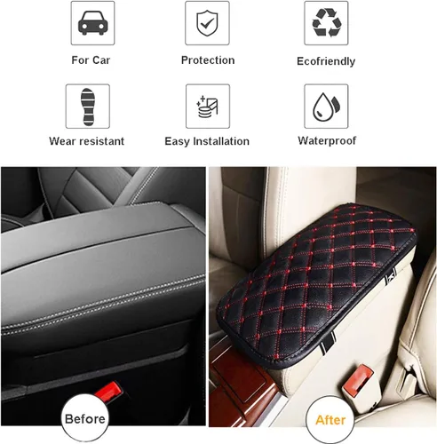 Miniatura 4 de Funda para consola central de coche, universal, de cuero sintético, reposabrazos para auto, protector de reposabrazos de consola central, apto