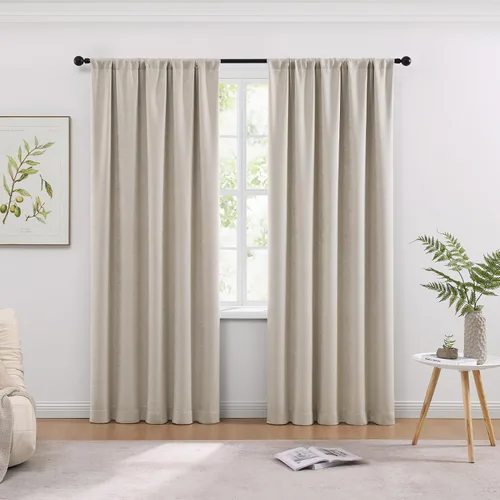 Miniatura 32 de WRENSONGE Cortinas opacas para dormitorio, cortinas opacas negras de 63 pulgadas de largo para sala de estar, ventanas, cocina, habitación, cortinas