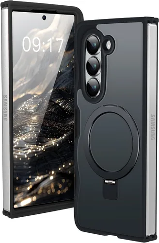 Soporte magnético y marco ondulado: funda para Samsung Galaxy Z Fold 6 [compatible con MagSafe] [protección militar contra caídas] no amarillenta,