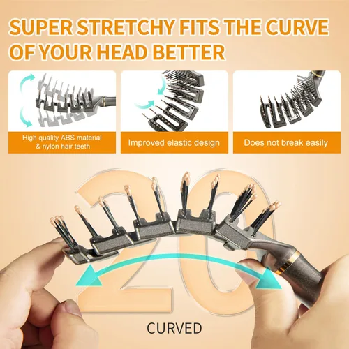 Miniatura 3 de SHINLEA Cepillo desenredante curvo para cabello rizado, cepillo profesional ventilado antienredos para húmedo y seco, ideal para cabello texturizado