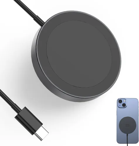 Cargador inalámbrico magnético, cargador inalámbrico Minthouz de 15 W de carga rápida para iPhone, almohadilla de carga inalámbrica segura para Negro