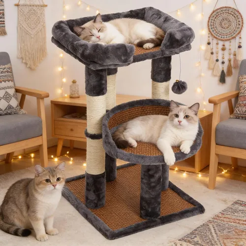 Miniatura 14 de Torre de árbol para gatos de varios niveles de 73 pulgadas para gatos grandes con postes rascadores, condominios, percha, hamacas y juguetes