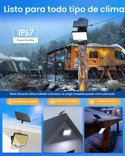 Miniatura 5 de AUDERWIN 294 Luces LED Exteriores Solares Divididas con Sensor de Movimiento, Luces de Inundación Solares de 2600Lm, IP67 Impermeables, Luces