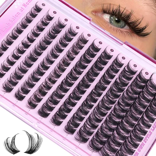 Miniatura 16 de Kit de extensión de pestañas DIY racimos de pestañas D-Curly voluminosos, pestañas individuales, kit de extensión de pestañas con herramienta