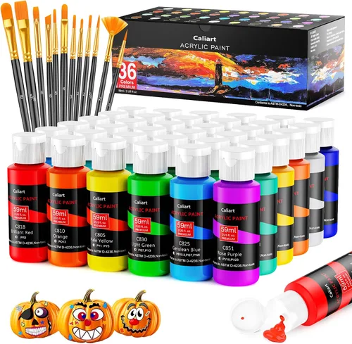 Miniatura 15 de Caliart - Juego de pintura acrílica iridiscente de 24 colores camaleón con 12 pinceles Craft Painting kit for Adults Artists Beginners, Rich