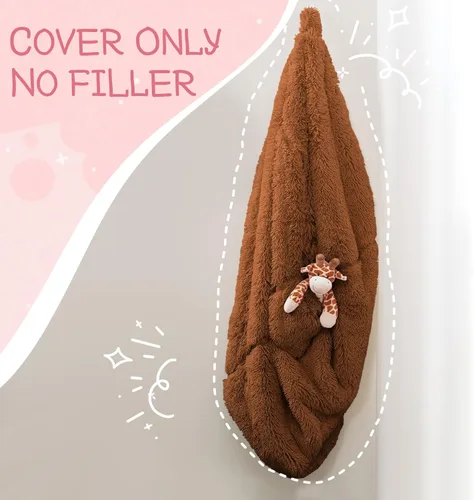 Miniatura 5 de WSOFRLAC Bean Bag Cover (No Filler), Stuffed Animal Storage Bean Bag Covers for Kids, Soft Faux Fur Washable Cover with Pocket Handle, Comfy Fluffy