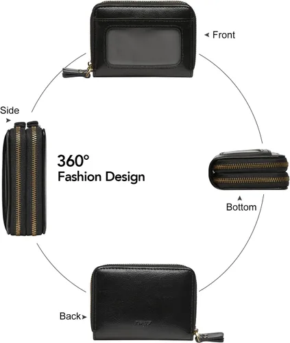 Miniatura 6 de TFKGS Tarjetero de crédito para mujer, cartera RFID de cuero para mujer con bloqueo de cremallera, llavero para tarjetas de acordeón, regalos