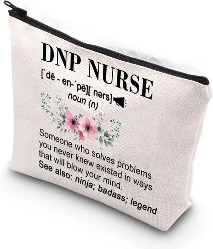 TSOTMO Doctor en práctica de enfermería Regalo de graduación de enfermería para DNP bolsa de cremallera bolsa de maquillaje, Beige, Resuelve