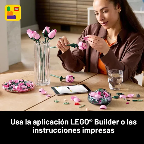 Miniatura 6 de LEGO Botanicals 10374 - Ramo de rosas artificiales, bloques de construcción para adultos, mayores de 18 años, regalos para cumpleaños para ella