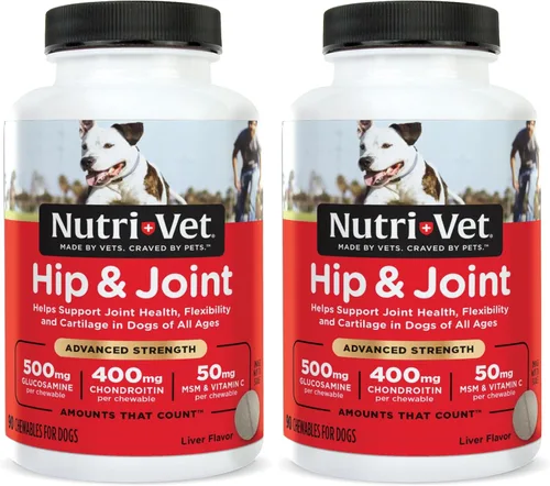 Miniatura 10 de Nutri-Vet Suplemento para articulaciones de perro de fuerza avanzada para cadera y articulaciones, glucosamina para perros, suplementos