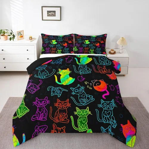 Miniatura 10 de Erosebridal Juego de edredón para niños, tamaño individual para niños y niñas, ropa de cama de dinosaurio degradado, decoración de dormitorio