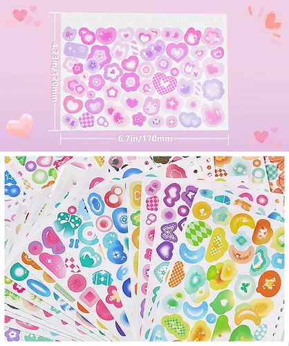 Miniatura 2 de 2300 piezas calcomanías para álbumes de recortes, lindas calcomanías de mariposas, estrellas, corazones, autoadhesivas, lazos coreanos, calcomanías