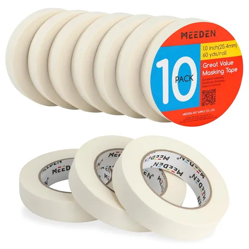 Miniatura 10 de MEEDEN 10 paquetes de cintas blancas para artistas, 0.5 pulgadas con total de 1804.5 pies (1,804.5 ft) de cinta de arte para pintura de artista