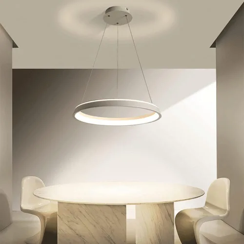 Miniatura 3 de Modern Ring Pendant Light Single Head Acrylic Iris Shade Aluminum Chandelier Cool White 6000K Bedroom Ceiling Lighting Living Room Decorative