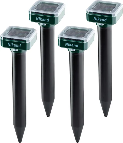 NIKAND Repelente solar ultrasónico de topos, paquete de 4 unidades disuasorias para exteriores, tapón de topos para césped, jardín, patio, hogar,