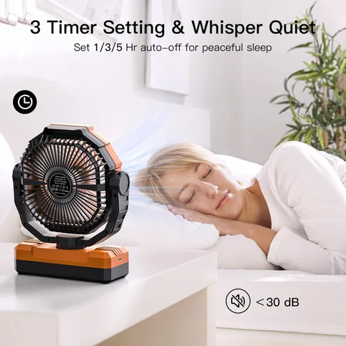 Miniatura 4 de FRIZCOL Ventilador de campamento 3 en 1 – Ventiladores portátiles recargables – Ventilador alimentado por batería de 24000 mAh con luz y control