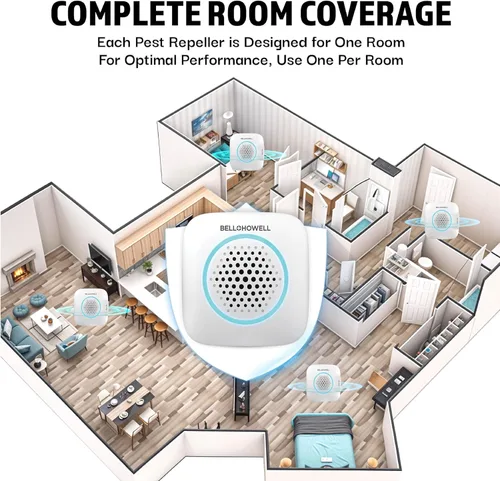 Miniatura 3 de Bell+Howell Repelente ultrasónico de plagas para interiores, paquete de 4 unidades, repelente de ratones, kit de control de plagas en casa